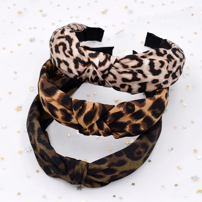 women  Leopard Pattern Hair Band Snake Animal Print Hair Band Bohemian Knotted Headband Custom girls hair accessories headband