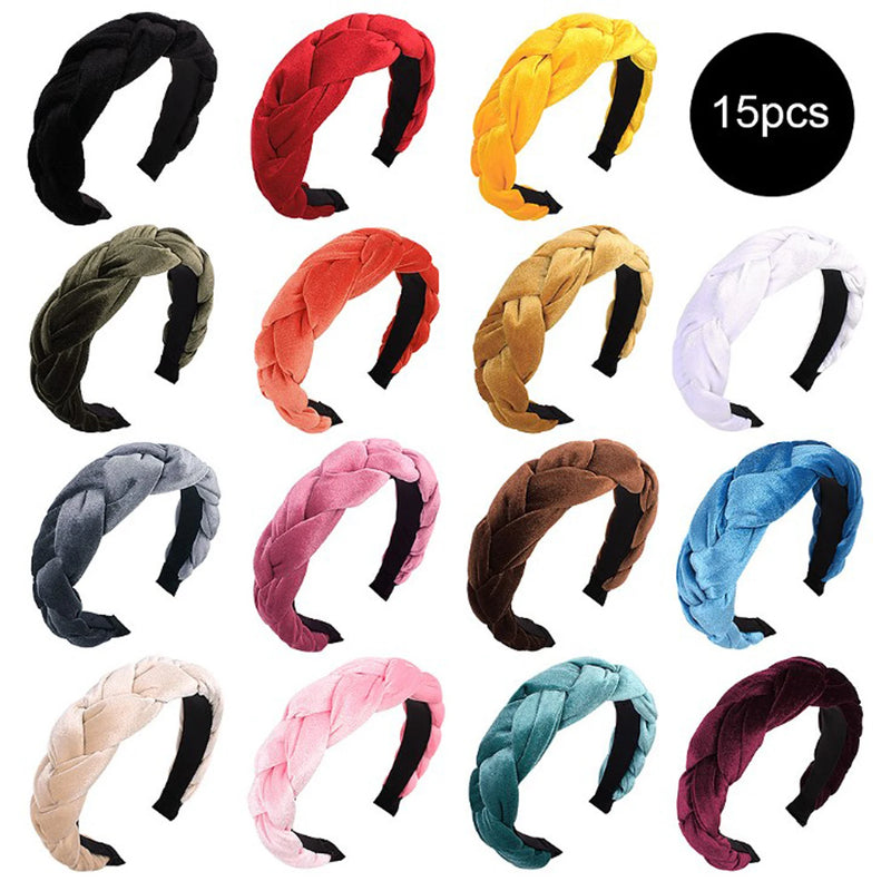New Fashion Women Hairband Flannel Headband Cross Knot Headwear Solid Braid Hair Band Wide Side Hair Accessories Wholesale