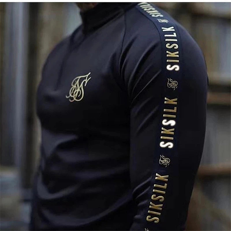 Sik Silk Spain Shirts Men SikSilk Long Sleeve T Shirt Men Autumn Sweatshirts Hip Hop Streetwear Sik Tshirt Silk Silk Sweatshirt