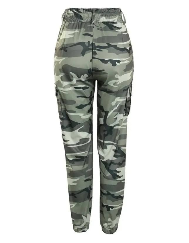 Camouflage Print Drawstring Pocket Design Cargo Pants 2022 Newfashion Women's Bottom