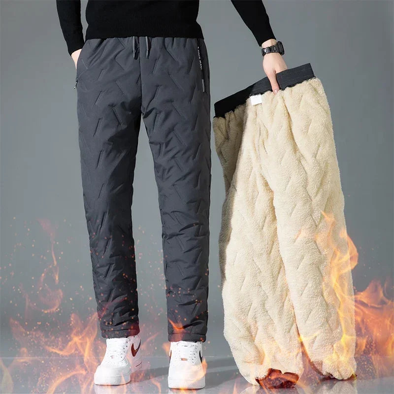 Fleece Pants For Men Lambs Wool Warm Trousers
