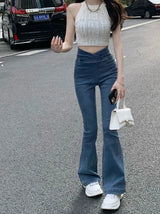Women's Jeans Bell Bottom Trousers Slim Fit Pants for Women Skinny Flared High Waist Shot Blue Flare Harajuku Fashion Retro Emo