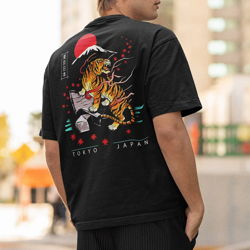 Tiger T Shirt Japanese Tokyo Back Print Harajuku Gang Gifts Street Wear