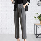 Black Suit Pants for Women Men Korean Buttons Wide Leg Trousers Vintage Streetwear High Fashion Office Ladies Male Work Bottoms
