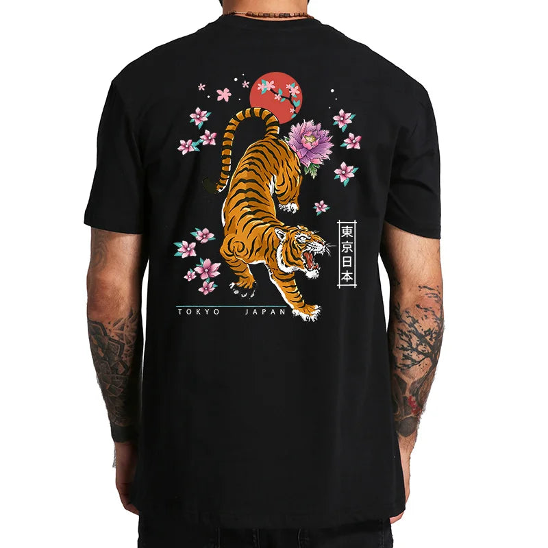 Tiger T Shirt Japanese Tokyo Back Print Harajuku Gang Gifts Street Wear