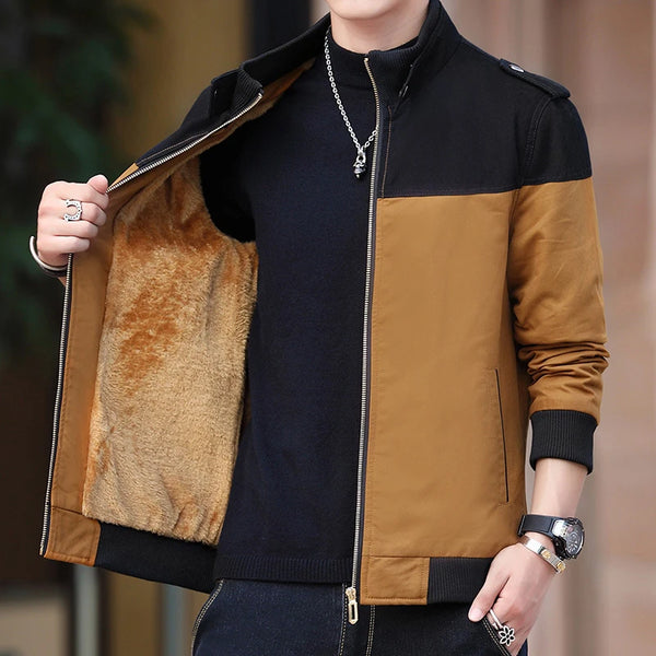 DIMUSI Winter Men's Bomber Jacket Casual Mens Outwear Fleece Warm Coats Fashion Stand Collar Uniform Jackets Mens Brand Clothing